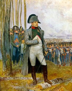 Napoleon I. und sein Stab betrachten die Granaten der Imperialen Garde