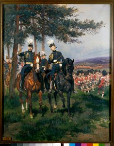 Der Prinz von Wales und der Herzog Arthur von Connaught bei den Manövern von Aldershot