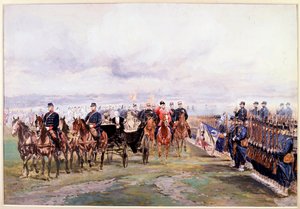 Zar Nikolaus inspiziert die Truppen mit Felix Faure in Chalon-sur-Marne während seines Besuchs in Frankreich, 9. Oktober
