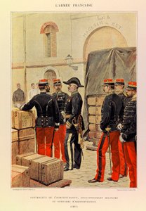 Typen und Uniformen der französischen Armee von Hauptmann Jules Richard, illustriert von Edouard Detaille: Verwaltungscontroller, stellvertretender Militärintendant und Verwaltungsbeamte 1887