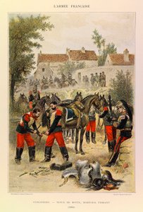 Typen und Uniformen der französischen Armee von Hauptmann Jules Richard, illustriert von Edouard Detaille: Kürassiere; Straßenhandhabung; Marschall Ferrant 1886 von Jean Baptiste Edouard Detaille