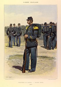 Typen und Uniformen der französischen Armee von Hauptmann Jules Richard, illustriert von Edouard Detaille (1848-1912): Marineinfanterie in großer Uniform im Jahr 1887, Privatbesitz