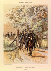 Typen und Uniformen der französischen Armee von Hauptmann Jules Richard, illustriert von Edouard Detaille: Gendarmerie in Felduniform, 1887 von Jean Baptiste Edouard Detaille