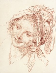 Der Kopf eines jungen Mädchens, nach links geneigt von Jean Baptiste Greuze