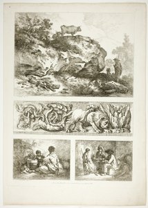 Tafel Neun von 38 aus Oeuvres de J. B. Huet von Jean Baptiste Huet