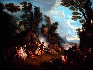 Die Party im Armeelager von Jean Baptiste Joseph attr. to Pater