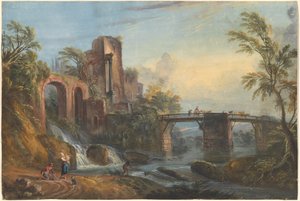 Morgenlandschaft mit klassischen Ruinen