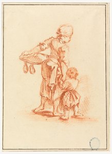 Eine Frau führt ein Kind von Jean Baptiste Le Prince