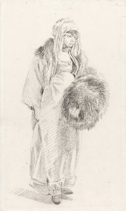 Russische Frau mit Pelzmuff, zwischen 1758 und 1761