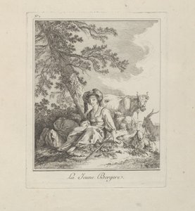 Die junge Schäferin, Tafel zwei aus Divers Habillements des Peuples du Nord von Jean Baptiste Le Prince