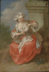 Junges Mädchen, das Flöhe jagt, ca. 1750