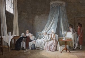 Madame Royale geheilt von Brunier am 24. Januar 1793. Die königliche Familie im Temple-Gefängnis