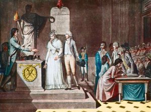 Die republikanische Ehe (nach der Aquatinta von Jean-Baptiste Mallet)