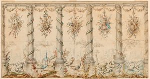 Zeichnung, Entwurf für einen Wandteppich gewidmet dem Landleben, 1780–95
