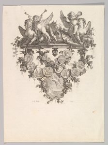 Vignette mit Sphinxen und Putti von Jean Baptiste Marie Huet