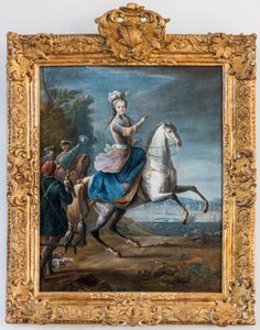 Reiterporträt von Marie Leszczynska, Ehefrau von Ludwig XV. von Martin Jean Baptiste (Martin Des Battailles) (1659 - 1735). (Falkenjagd zuerst vom Schloss Fontainebleau) - Musée de Sceaux von Jean Baptiste Martin