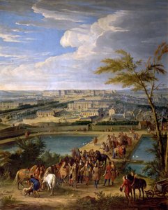 Ansicht der Stadt und des Palastes von Versailles, gesehen vom Montbauron-Hügel von Jean Baptiste Martin