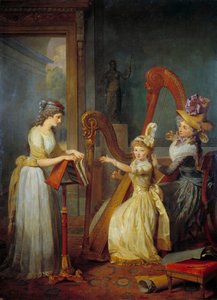 Stephanie Felicite Ducrest de Saint-Aubin, Gräfin von Genlis, gibt eine Harfenstunde