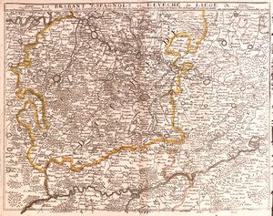 Karte von Spanisch Brabant (Flämisch und Wallonisch Brabant) und dem Bistum Lüttich (Belgien) (Gravur) von Jean Baptiste Nolin