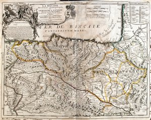 Karte der Provinz Biskaya (Spanien) und des Königreichs Navarra (Frankreich) (Gravur)