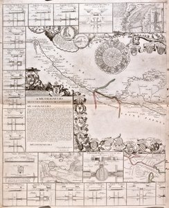 Karte des Canal du Midi, mit seinen Aquädukten von Jean Baptiste Nolin