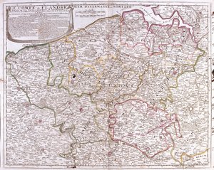Karte der Grafschaft Flandern (heutiges West- und Ostflandern von Belgien) von Jean Baptiste Nolin