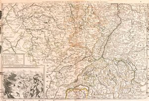 Karte des Gebiets um den Rhein (Deutschland, Schweiz, Frankreich) (Gravur)