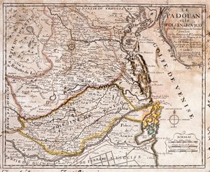 Karte des Gebiets von Padua und Polesine, Italien