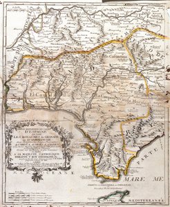 Karte der Königreiche Granada und Andalusien (Spanien)