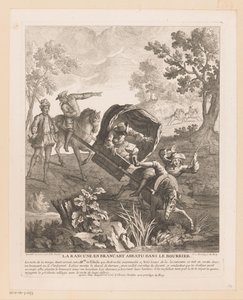 Tragkutsche mit Pferden fällt ins Wasser von Jean Baptiste Oudry