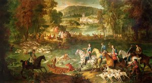 Jagd am Saint-Jean-Teich im Wald von Compiègne, vor 1734