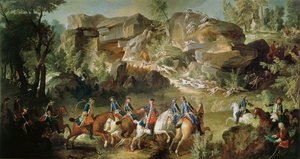 Jagd im Wald von Fontainebleau bei Franchard von Jean Baptiste Oudry