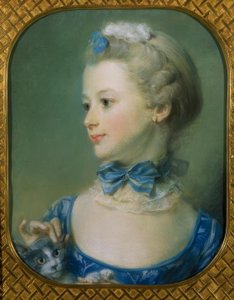 Das kleine Mädchen mit der Katze (Porträt von Mlle Huquier) von Jean Baptiste Perronneau