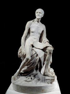 François-Marie Arouet genannt Voltaire nackt (1694-1778) Marmorskulptur von Jean-Baptiste Pigalle (1714-1785) 1776 Paris, Louvre