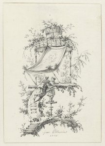 Ornamentale Komposition im Chinoiserie-Stil (Ornamentale Entwürfe im Chinoiserie-Stil für Deuxième Cahier de six Baraques Chinoises)