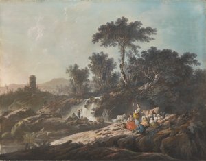 Hirten ruhen an einem Bach von Jean Baptiste Pillement