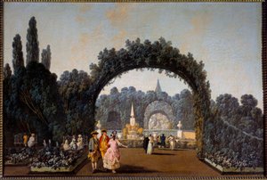 Ansicht der Gärten von Benfica in Lissabon 1785, Gemälde von Jean Pillement von Jean Baptiste Pillement