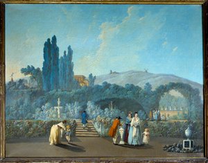 Ansicht der Gärten von Benfica in Lissabon im Jahr 1785 Aquarell von Jean Pillement (1728-1808) 1785 Paris, Dekorative Künste von Jean Baptiste Pillement