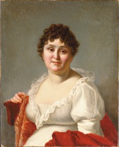 Porträt von Madame Regnault, Brustbild, in einem weißen Kleid und einem Kaki-Schal