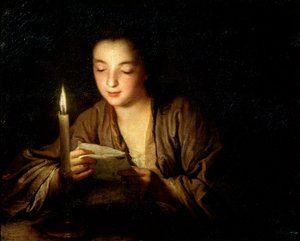 Mädchen mit einer Kerze, spätes 17. oder frühes 18. Jahrhundert von Jean Baptiste Santerre