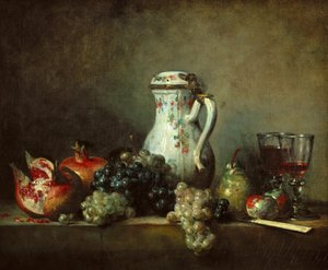 Trauben und Granatäpfel von Jean Baptiste Simeon Chardin