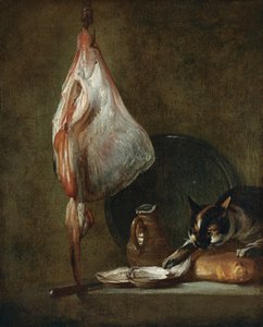 Stillleben mit Katze und Rochen von Jean Baptiste Simeon Chardin