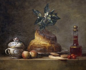 Stillleben mit Brioche von Jean Baptiste Simeon Chardin