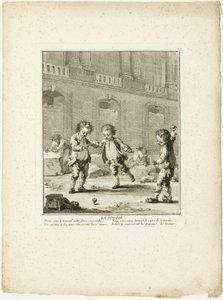 Der Kreisel, aus Die Spiele der Straßenkinder von Paris von Jean Baptiste Tilliard I