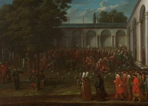 Cornelis Calkoen auf dem Weg zu seiner Audienz bei Sultan Ahmed III von Jean Baptiste Vanmour
