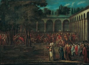 Die Botschafterdelegation durchquert den zweiten Hof des Topkapı-Palastes von Jean Baptiste Vanmour