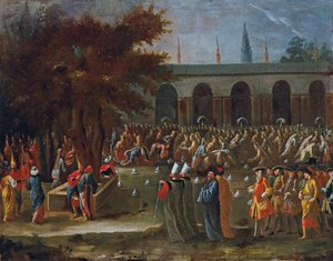 Der niederländische Botschafter mit seinem Gefolge wird von Sultan Ahmed III. im Topkapi-Palast, Istanbul empfangen von Jean Baptiste Vanmour