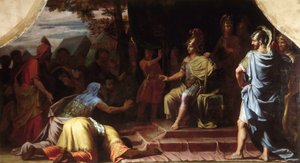 Alexander der Große erhält die Nachricht vom Tod des Gymnosophisten Kalanos durch Selbstverbrennung von Jean Baptiste de Champaigne
