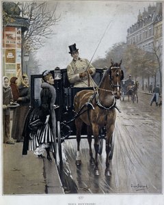 Elegante Frau in einer Kutsche in Paris: "Wir Rückkehrer" - Illustration von Jean BERAUD (1849 - 1935), Ende des 19. Jahrhunderts. von Jean Beraud