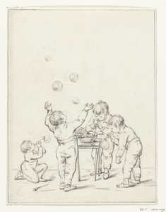 Kinder, die Seifenblasen machen von Jean Bernard